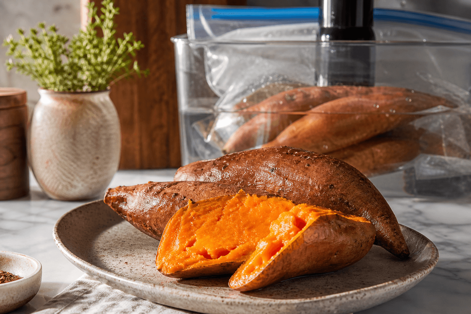 Sous Vide Sweet Potatoes