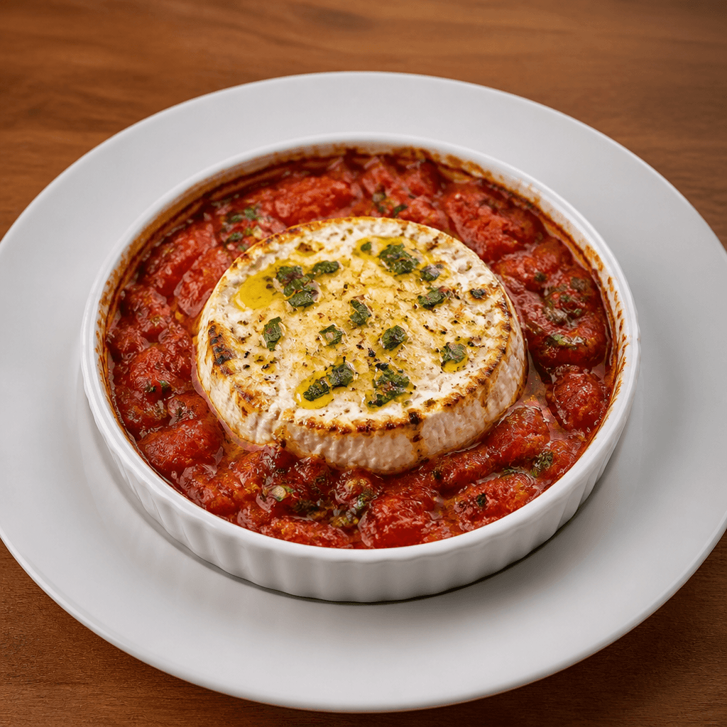 Baked Goat Cheese with Tomato Sauce