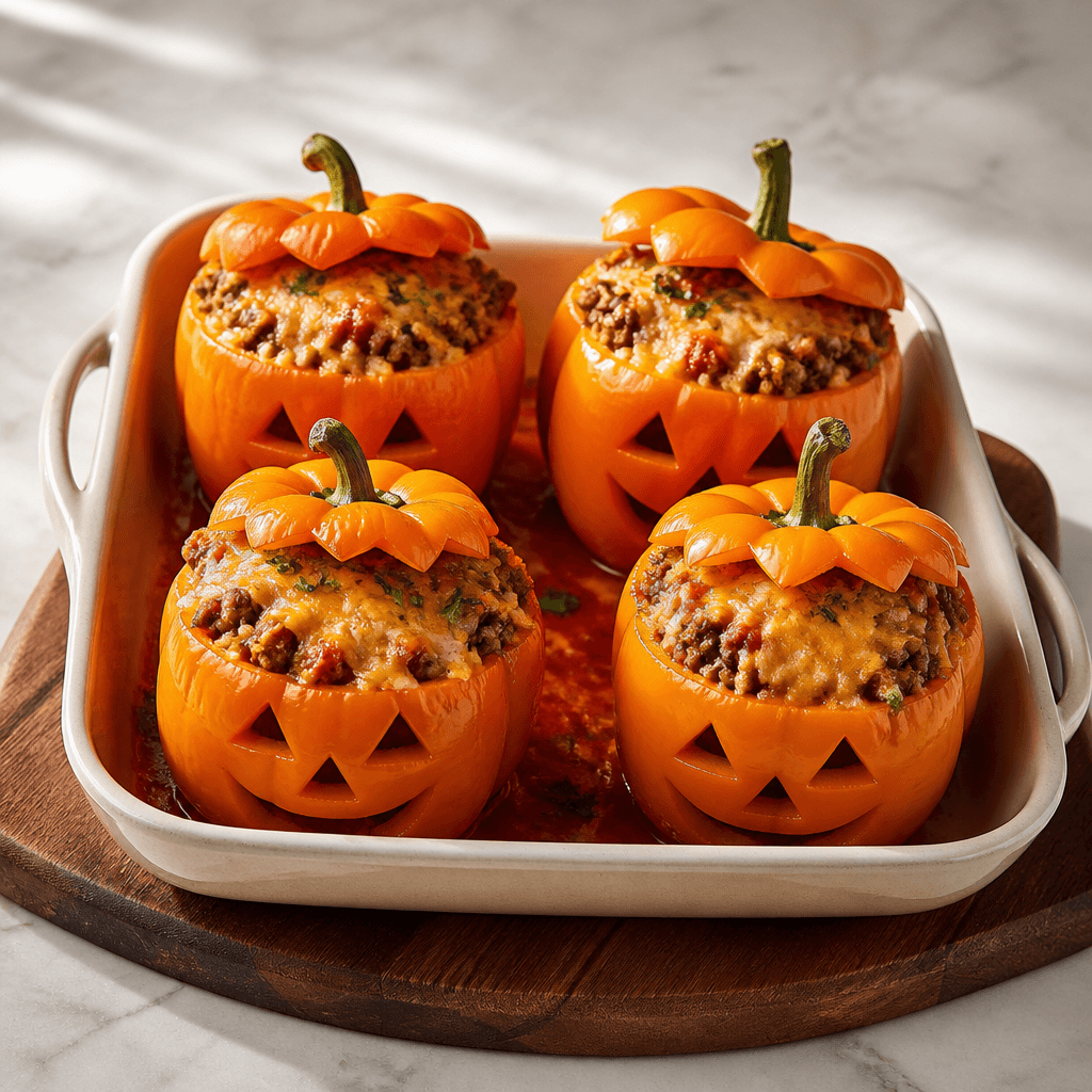 Jack-o'-Lantern Stuffed Peppers