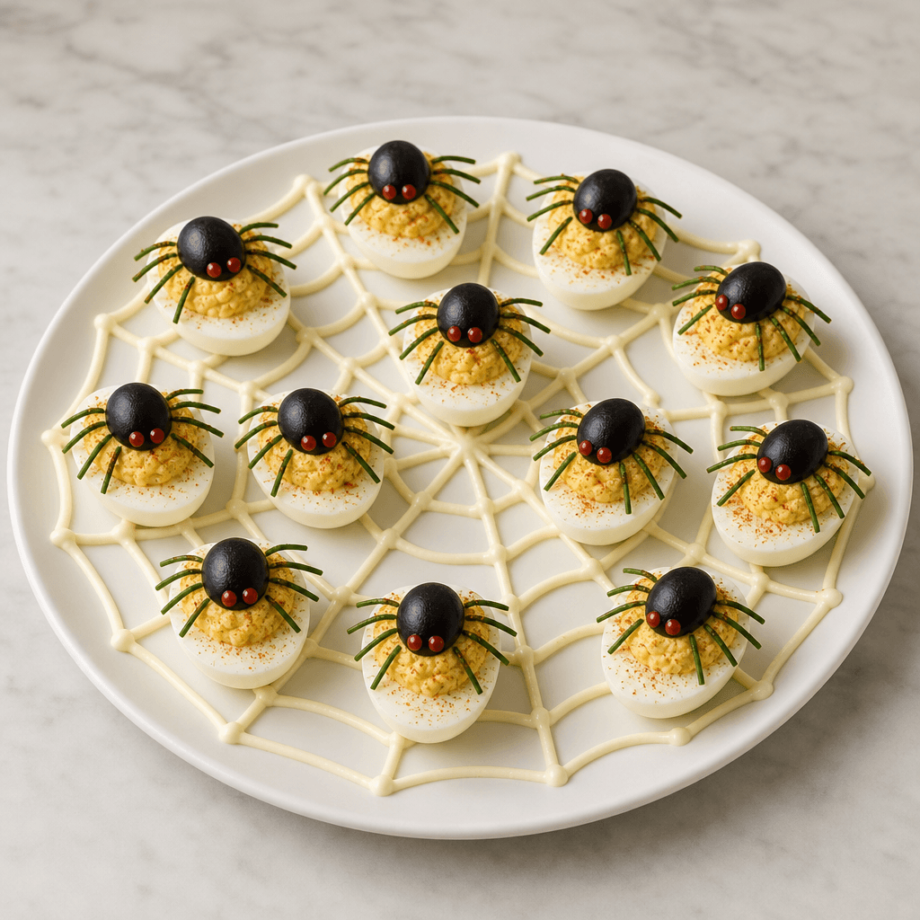Spider Deviled Eggs